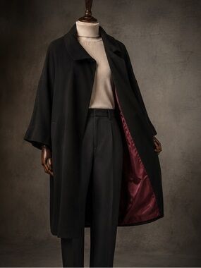 French Connection Black Wool Cocoon Coat Cape Sleeve Shawl Collar Sz 10 Wrap